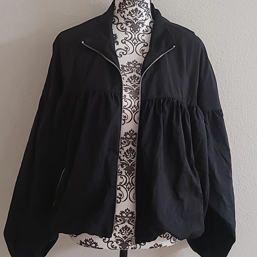 🪻 FREE PEOPLE ZIP BALLOON SLEEVES BOMBER JACKET. - Picture 4 of 11